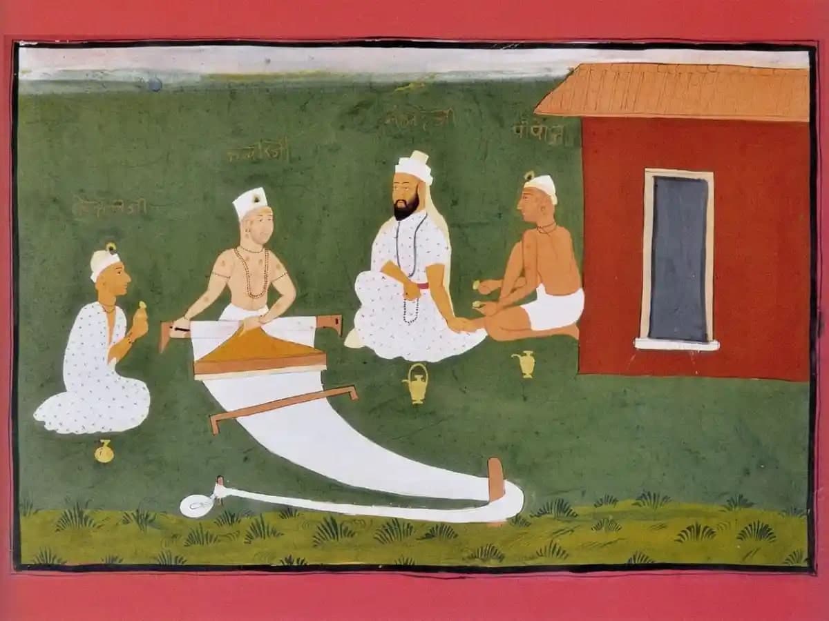 Kabir with Namadeva, Raidas and Pipaji. Jaipur, early 19th century